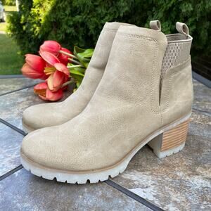 New Kork-Ease Natural Elsie Chunky Block Heeled Ankle Boot Size 9 Bootie